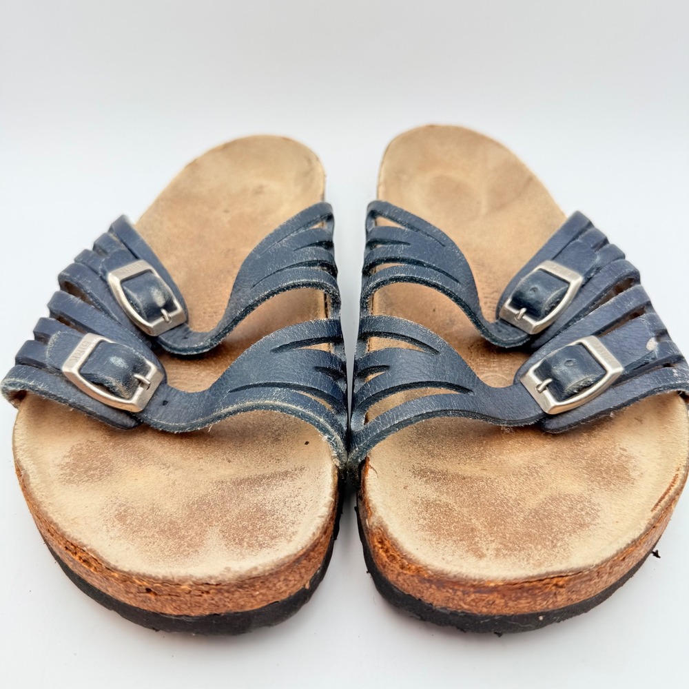 Birkenstock Granada Navy Blue Leather Multi Strap Buckle Sandals EU 40 L9 M7